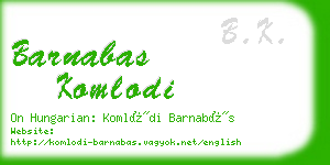 barnabas komlodi business card